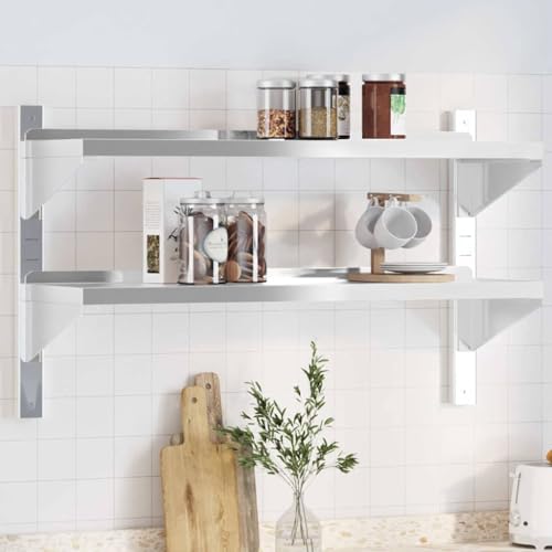 GCHDHAPB Home-Regale, Wandregale & Ledges,2-Tier Wandregal 100x30x60 cm Silber Edelstahl GCHDHAPB Home-Regale, Wandregale & Ledges,2-Tier Wandregal 100x30x60 cm Silber Edelstahl von GCHDHAPB