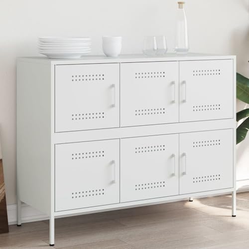 GCHDHAPB Home-Schränke & Aufbewahrung, Buffet & Sideboard, Anrichte weiß 100,5 x 39 x 79 cm Stahl von GCHDHAPB