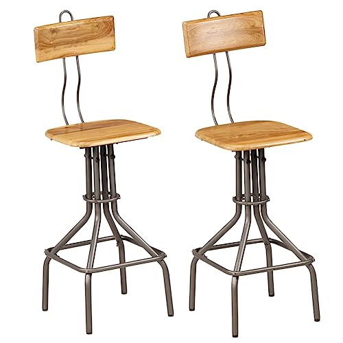 GCHDHAPB Home Stühle, Tisch & Barhocker, Bar Stühle 2 Stück Solid Reclaimed Teak Holz von GCHDHAPB