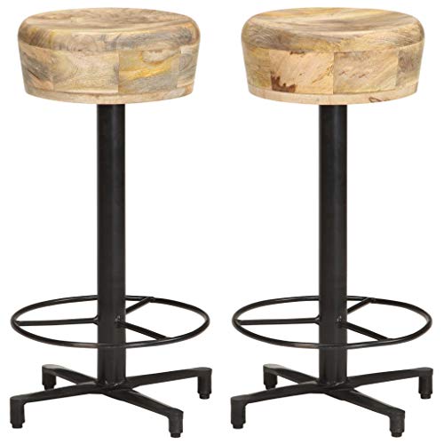 GCHDHAPB Home Stühle, Tisch & Barhocker, Barhocker 2 Stück 66 cm Massives Mangoholz von GCHDHAPB