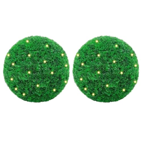 GCHDHAPB Künstliche Buchsbaumkugeln mit LED-Lichtern, 2 Stück, grün, 27 cm, Heim- und Gartendekoration, künstliche Flora GCHDHAPB Künstliche Buchsbaumkugeln mit LED-Lichtern, 2 Stück, grün, 27 cm, Heim- und Gartendekoration, künstliche Flora von GCHDHAPB