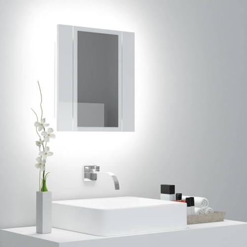 GCHDHAPB LED Badspiegelschrank Hochglanz Weiß 40x12x45cm Acryl von GCHDHAPB