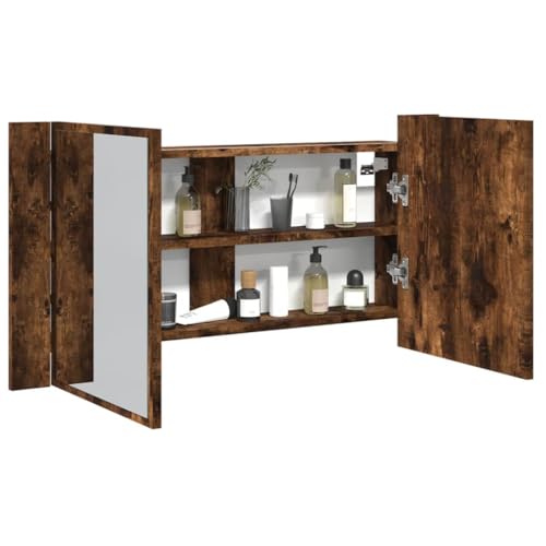 GCHDHAPB LED Badspiegelschrank aus Raucheiche 90x12x45cm Acryl GCHDHAPB LED Badspiegelschrank aus Raucheiche 90x12x45cm Acryl von GCHDHAPB