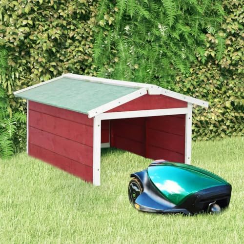 GCHDHAPB Mähroboter Garage 72x87x50cm rot und weiß Firwood von GCHDHAPB