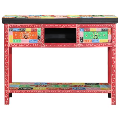 GCHDHAPB Mehrfarbiger Konsolentisch, 100 x 30 x 75 cm, aus massivem Mangoholz von GCHDHAPB