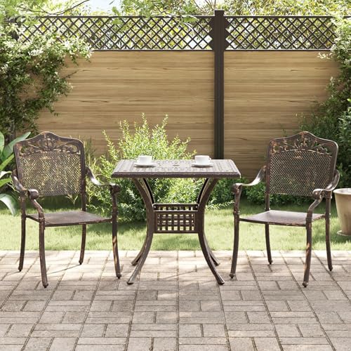 GCHDHAPB Möbel, Sets, 3-teiliges Garten-Bistro-Set – Bronze-Aluminiumguss von GCHDHAPB