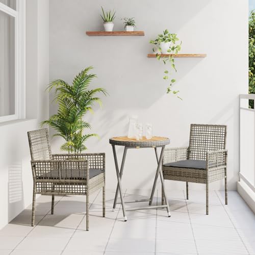GCHDHAPB Möbel, Sets, 3-teiliges Garten-Bistro-Set mit Kissen, Polyrattan, Grau GCHDHAPB Möbel, Sets, 3-teiliges Garten-Bistro-Set mit Kissen, Polyrattan, Grau von GCHDHAPB