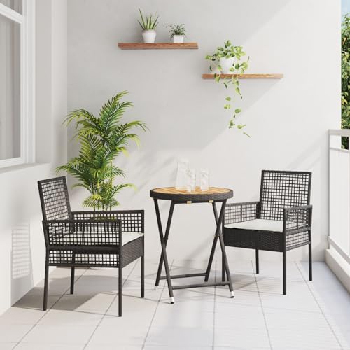 GCHDHAPB Möbel, Sets, 3-teiliges Garten-Bistro-Set mit Kissen, schwarzes Polyrattan GCHDHAPB Möbel, Sets, 3-teiliges Garten-Bistro-Set mit Kissen, schwarzes Polyrattan von GCHDHAPB