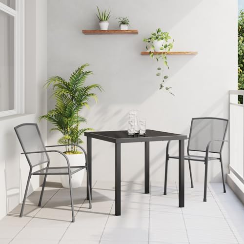 GCHDHAPB Möbel, Sets, 3-teiliges Garten-Esszimmer-Set, Anthrazit-Stahl von GCHDHAPB