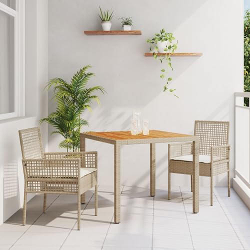 GCHDHAPB Möbel, Sets, 3-teiliges Garten-Esszimmer-Set mit Kissen, Beige, Polyrattan GCHDHAPB Möbel, Sets, 3-teiliges Garten-Esszimmer-Set mit Kissen, Beige, Polyrattan von GCHDHAPB