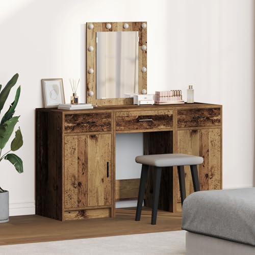 GCHDHAPB Möbel, Sets, 3-teiliges Schminktisch-Set mit LED, Altholz von GCHDHAPB