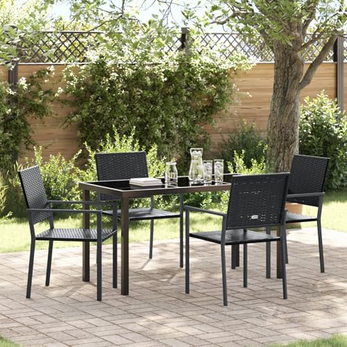 GCHDHAPB Möbel, Sets, 3er-Set, schwarzes PE-Rattan und pulverbeschichteter Stahl, 54 x 62,5 x 89 cm von GCHDHAPB