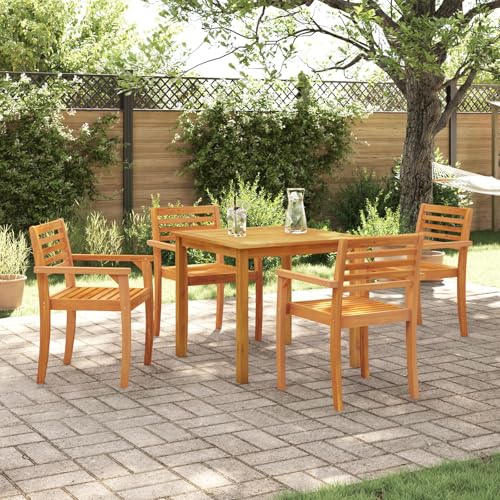 GCHDHAPB Möbel, Sets, 5-teiliges Garten-Ess-Set aus massivem Akazienholz von GCHDHAPB