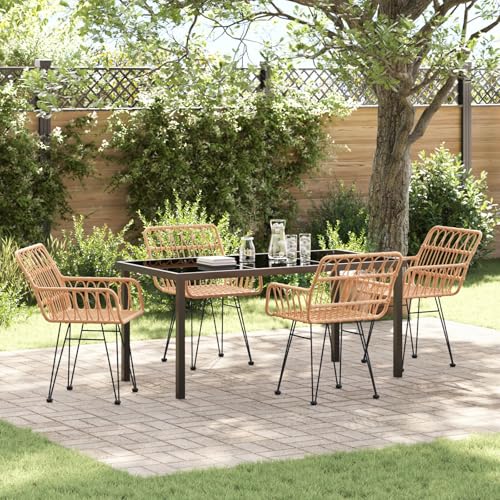 GCHDHAPB Möbel, Sets, 5-teiliges Garten-Esszimmer-Set, braun, Polyrattan von GCHDHAPB