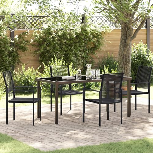 GCHDHAPB Möbel, Sets, 5-teiliges Garten-Esszimmer-Set, schwarzes PVC-Rattan von GCHDHAPB