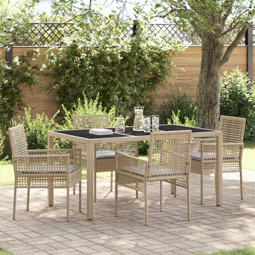 GCHDHAPB Möbel, Sets, 5-teiliges Garten-Esszimmer-Set mit Kissen, Beige, Polyrattan GCHDHAPB Möbel, Sets, 5-teiliges Garten-Esszimmer-Set mit Kissen, Beige, Polyrattan von GCHDHAPB
