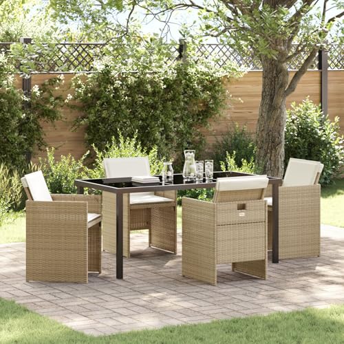 GCHDHAPB Möbel, Sets, 5-teiliges Garten-Esszimmer-Set mit Kissen, Beige, Polyrattan GCHDHAPB Möbel, Sets, 5-teiliges Garten-Esszimmer-Set mit Kissen, Beige, Polyrattan von GCHDHAPB