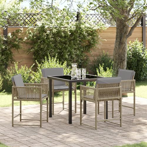 GCHDHAPB Möbel, Sets, 5-teiliges Garten-Esszimmer-Set mit Kissen, Beige, Polyrattan GCHDHAPB Möbel, Sets, 5-teiliges Garten-Esszimmer-Set mit Kissen, Beige, Polyrattan von GCHDHAPB