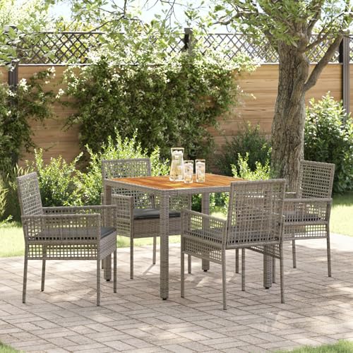 GCHDHAPB Möbel, Sets, 5-teiliges Garten-Esszimmer-Set mit Kissen, Polyrattan, Grau GCHDHAPB Möbel, Sets, 5-teiliges Garten-Esszimmer-Set mit Kissen, Polyrattan, Grau von GCHDHAPB