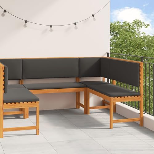 GCHDHAPB Möbel, Sets, 5-teiliges Gartenbank-Set mit Auflagen - aus massivem Akazienholz von GCHDHAPB