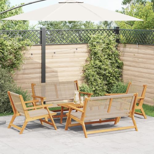 GCHDHAPB Möbel, Sets, Gartenstühle mit Tisch, 5-teilig, Beige, Massivholz, Akazie von GCHDHAPB