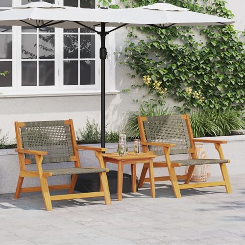 GCHDHAPB Möbel, Sets, Gartenstühle mit Tisch Set - 3-teilig in grau massiv Akazienholz von GCHDHAPB