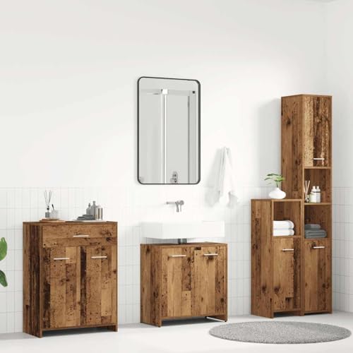GCHDHAPB Möbel-Sets, Badezimmermöbel-Set, 4-teiliges Badezimmermöbel-Set, Altholz, Holzwerkstoff GCHDHAPB Möbel-Sets, Badezimmermöbel-Set, 4-teiliges Badezimmermöbel-Set, Altholz, Holzwerkstoff von GCHDHAPB