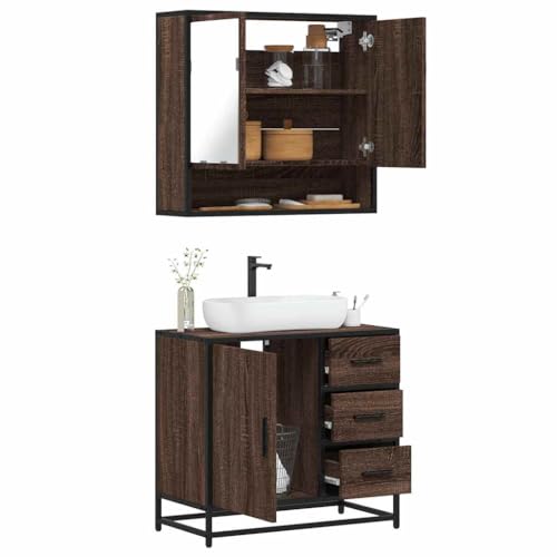 GCHDHAPB Möbelsets, Badezimmermöbel-Set, 2-teilig, braunes Eichenholz, Holzwerkstoff GCHDHAPB Möbelsets, Badezimmermöbel-Set, 2-teilig, braunes Eichenholz, Holzwerkstoff von GCHDHAPB