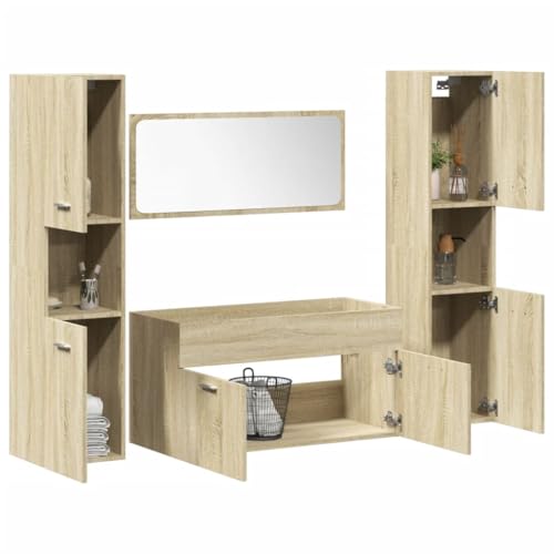 GCHDHAPB Möbelsets, Badezimmermöbel-Set, 4-teilig, Sonoma-Eiche, Holzwerkstoff GCHDHAPB Möbelsets, Badezimmermöbel-Set, 4-teilig, Sonoma-Eiche, Holzwerkstoff von GCHDHAPB