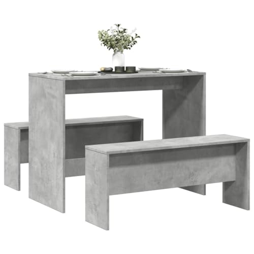 GCHDHAPB Möbelsets, Küchen- und Esszimmermöbel-Set, 3-teilig, Esstisch und Bank, Betongrau, Holzwerkstoff von GCHDHAPB