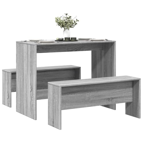 GCHDHAPB Möbelsets, Küchen- und Esszimmermöbel-Set, 3-teilig, Esstisch und Bank, graues Sonoma-Holzwerkstoff von GCHDHAPB