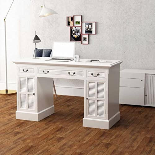 GCHDHAPB Office Desks-Home-Schreibtisch mit doppeltem Standfuß, Weiß, 140 x 48 x 80 cm von GCHDHAPB