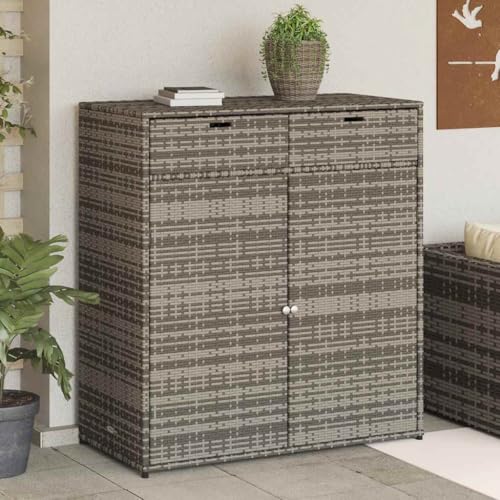 GCHDHAPB Outdoor Aufbewahrungsboxen - Garten Aufbewahrungsschrank Grau 105x55x113cm Poly Rattan von GCHDHAPB