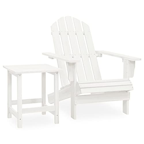 GCHDHAPB Outdoor Gartenmöbel-Sets Adirondack Stuhl mit Tisch massives Tannenholz weiß von GCHDHAPB
