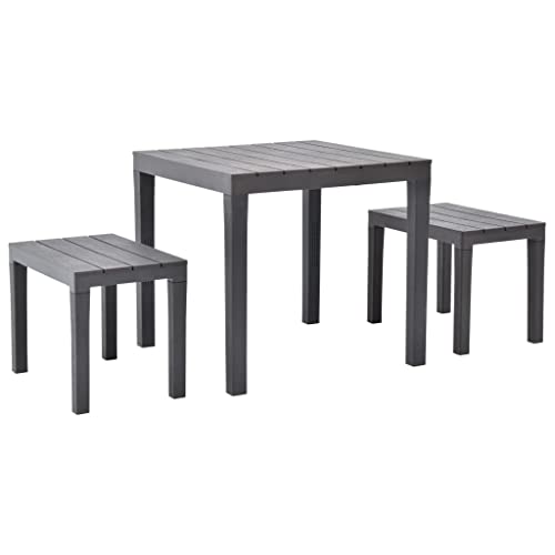GCHDHAPB Outdoor Gartenmöbel-Sets Gartentisch mit 2 Bänken Kunststoff braun von GCHDHAPB