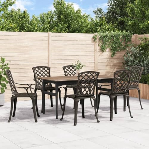GCHDHAPB Outdoor-Möbel-Set, Gartenstühle, Aluminiumguss, Bronze, 6 Stück von GCHDHAPB