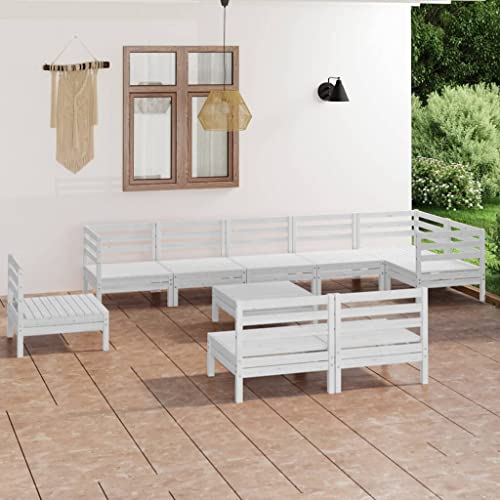 GCHDHAPB Outdoor Möbel Sets - 10-teiliges Garten-Lounge-Set Massivholz Kiefer Weiß GCHDHAPB Outdoor Möbel Sets - 10-teiliges Garten-Lounge-Set Massivholz Kiefer Weiß von GCHDHAPB