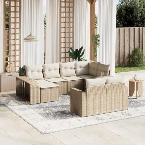 GCHDHAPB Outdoor Möbel Sets - 10-teiliges Gartensofa-Set mit Kissen Beige Poly Rattan von GCHDHAPB