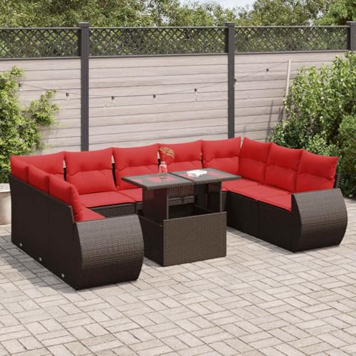 GCHDHAPB Outdoor Möbel Sets - 10-teiliges Gartensofa-Set mit Kissen braun Poly Rattan Akazie GCHDHAPB Outdoor Möbel Sets - 10-teiliges Gartensofa-Set mit Kissen braun Poly Rattan Akazie von GCHDHAPB