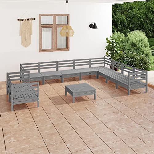 GCHDHAPB Outdoor Möbel Sets - 11-teiliges Garten-Lounge-Set Massivholz Kiefer Grau GCHDHAPB Outdoor Möbel Sets - 11-teiliges Garten-Lounge-Set Massivholz Kiefer Grau von GCHDHAPB