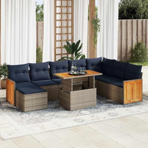 GCHDHAPB Outdoor Möbel Sets - 11-teiliges Gartensofa-Set mit Kissen grau Poly Rattan Akazie GCHDHAPB Outdoor Möbel Sets - 11-teiliges Gartensofa-Set mit Kissen grau Poly Rattan Akazie von GCHDHAPB
