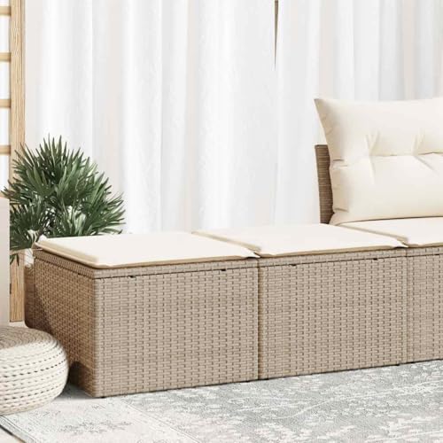 GCHDHAPB Outdoor Möbel Sets - 2-teiliges Gartensofa-Set mit Kissen Beige Poly Rattan Akazie von GCHDHAPB