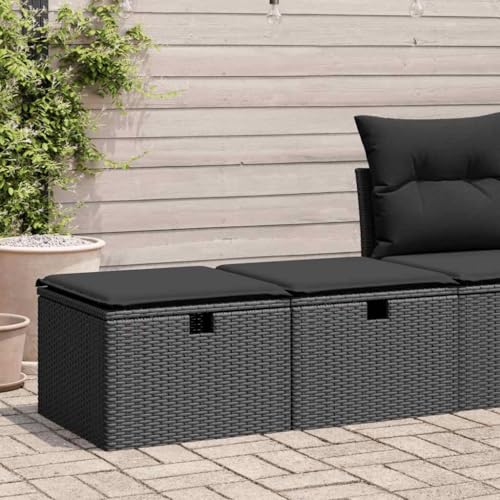 GCHDHAPB Outdoor Möbel Sets - 2-teiliges Gartensofa-Set mit Kissen schwarz Poly Rattan Akazie von GCHDHAPB