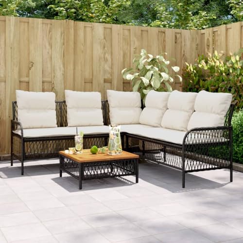 GCHDHAPB Outdoor Möbel Sets - 2-teiliges Gartensofa-Set mit Kissen schwarz Poly Rattan GCHDHAPB Outdoor Möbel Sets - 2-teiliges Gartensofa-Set mit Kissen schwarz Poly Rattan von GCHDHAPB