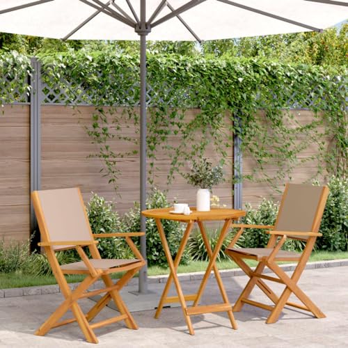GCHDHAPB Outdoor-Möbel-Sets - 3-teiliges Bistro-Set aus taupefarbenem Stoff und Massivholz von GCHDHAPB