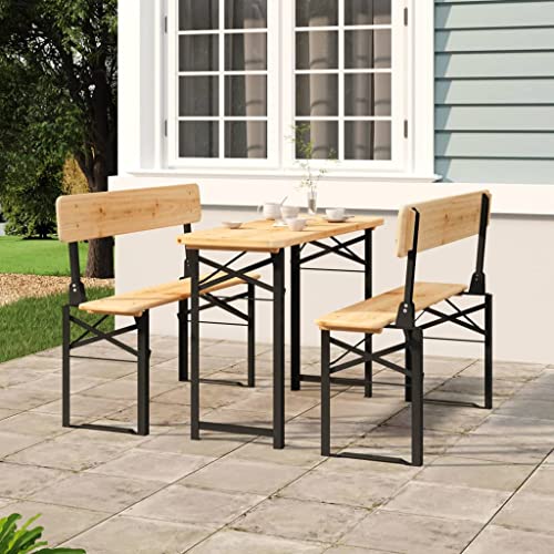 GCHDHAPB Outdoor-Möbel-Sets - 3-teiliges Klapp-Biertisch-Set aus Massivholz Tanne von GCHDHAPB