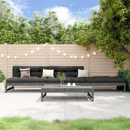 GCHDHAPB Outdoor Möbel Sets - 4-teiliges Garten-Lounge-Set Grau Massivholz Kiefer von GCHDHAPB