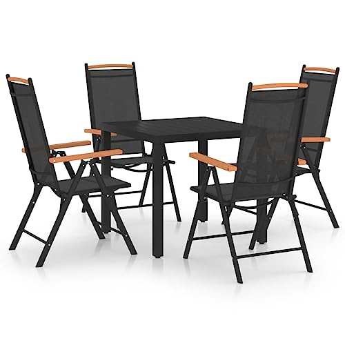 GCHDHAPB Outdoor Möbel Sets - 5-teilig Garten Essgruppe Aluminium Schwarz von GCHDHAPB