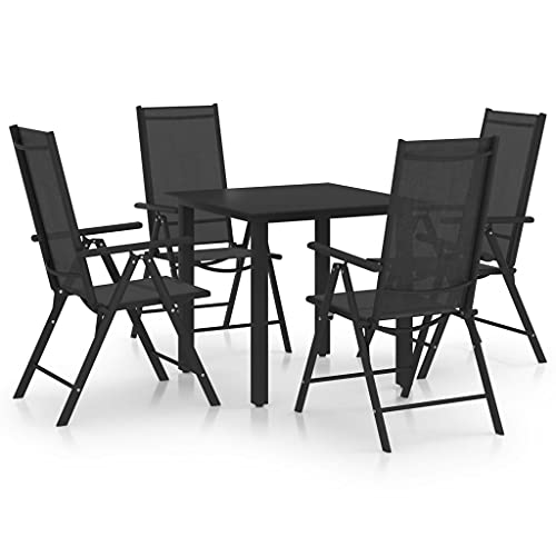 GCHDHAPB Outdoor Möbel Sets - 5-teilig Garten Essgruppe Aluminium Schwarz von GCHDHAPB