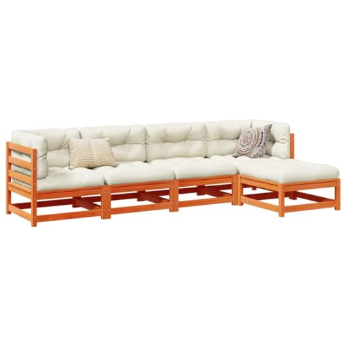 GCHDHAPB Outdoor Möbel Sets - 5-teilig Gartensofa Set Wachs Braun Massivholz Kiefer von GCHDHAPB